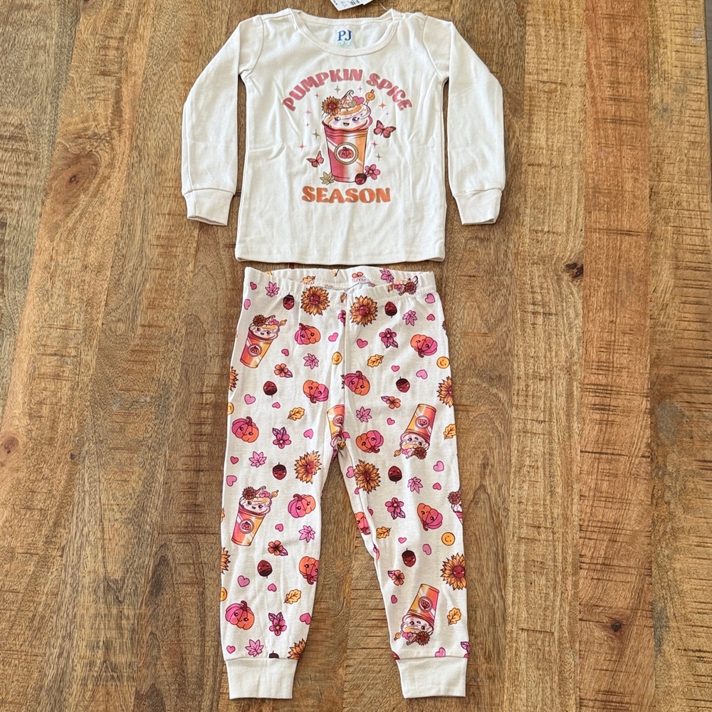 Pumpkin Spice Season Pajamas - Cream and Orange